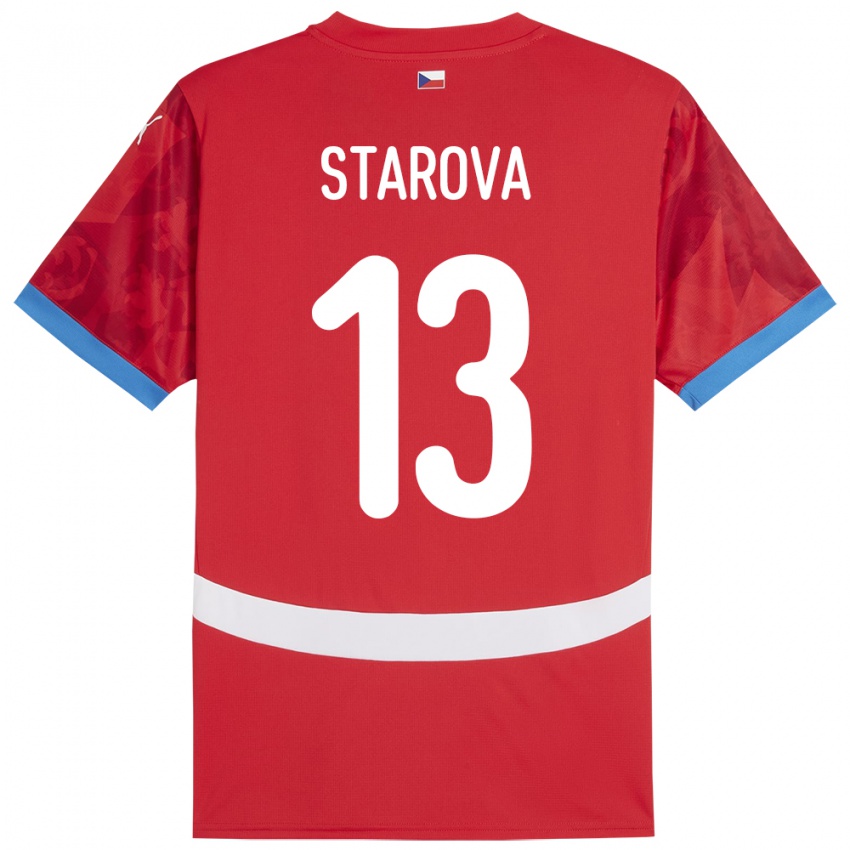 Heren Tsjechië Antonie Stárová #13 Rood Thuisshirt Thuistenue 24-26 T-Shirt België