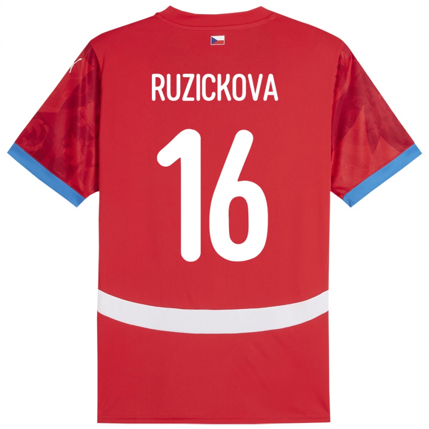 Herren Tschechien Barbora Růžičková #16 Rot Heimtrikot Trikot 24-26 T-Shirt Belgien