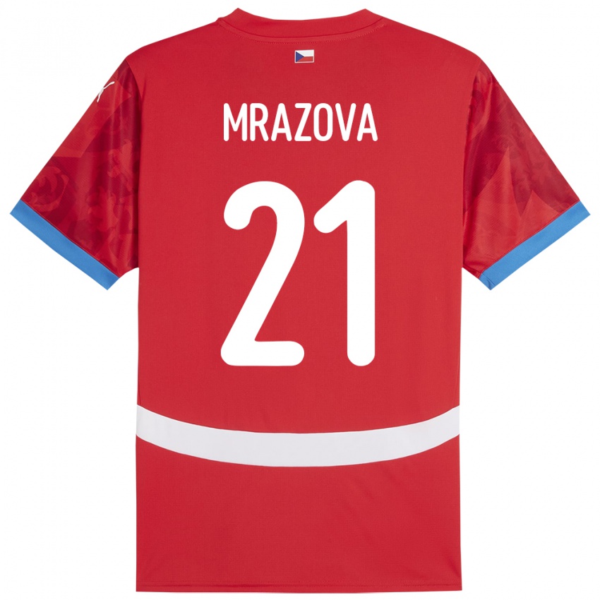 Heren Tsjechië Miroslava Mrázová #21 Rood Thuisshirt Thuistenue 24-26 T-Shirt België