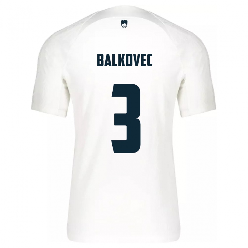 Heren Slovenië Jure Balkovec #3 Wit Thuisshirt Thuistenue 24-26 T-Shirt België