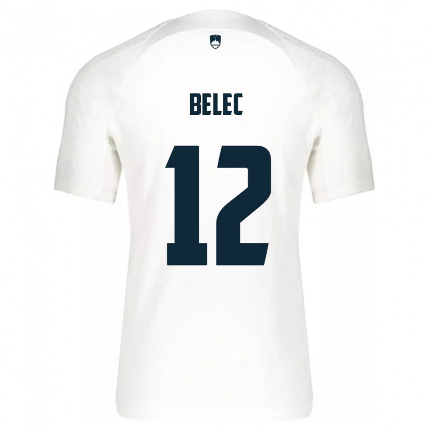 Homme Maillot Slovénie Vid Belec #12 Blanc Tenues Domicile 24-26 T-Shirt Belgique