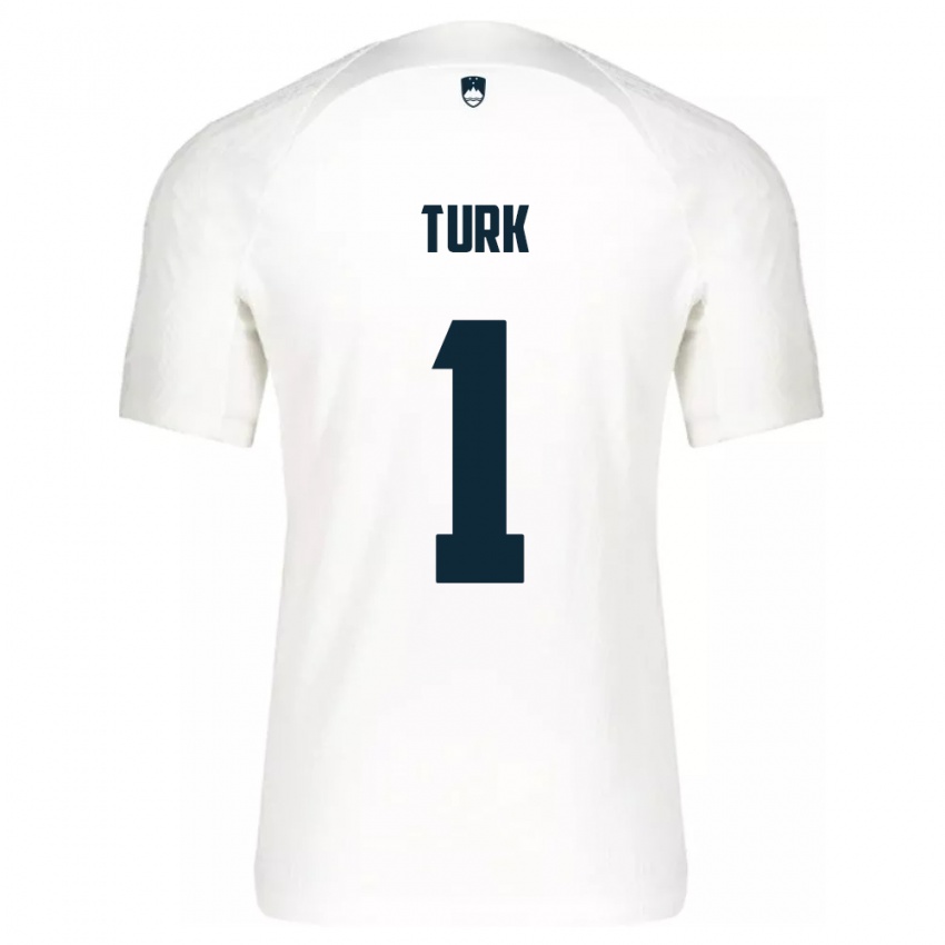 Heren Slovenië Martin Turk #1 Wit Thuisshirt Thuistenue 24-26 T-Shirt België