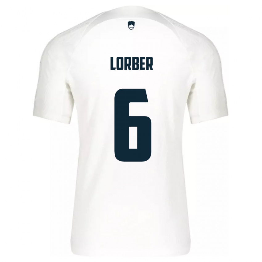 Heren Slovenië Marcel Lorber #6 Wit Thuisshirt Thuistenue 24-26 T-Shirt België