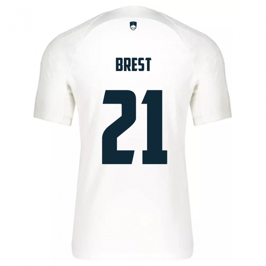 Heren Slovenië Marko Brest #21 Wit Thuisshirt Thuistenue 24-26 T-Shirt België