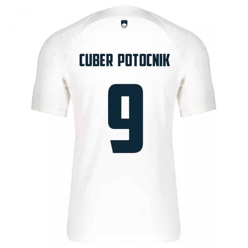 Herren Slowenien Jaka Cuber Potocnik #9 Weiß Heimtrikot Trikot 24-26 T-Shirt Belgien