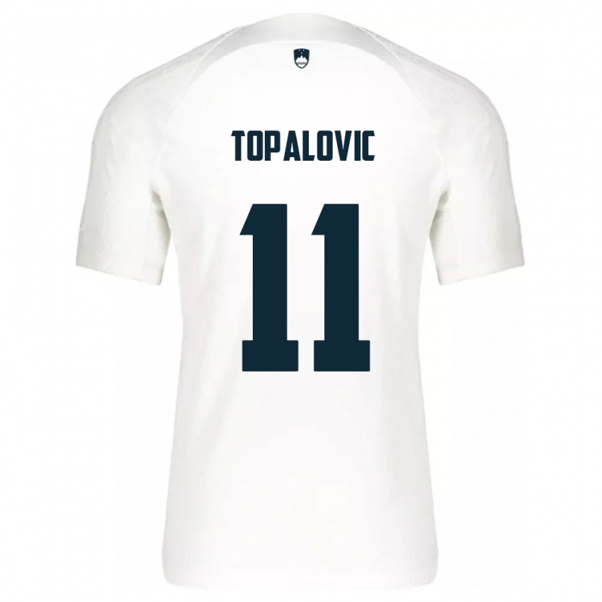 Heren Slovenië Luka Topalovic #11 Wit Thuisshirt Thuistenue 24-26 T-Shirt België