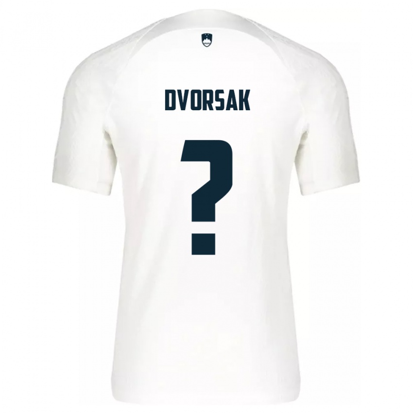 Homme Maillot Slovénie Matej Dvorsak #0 Blanc Tenues Domicile 24-26 T-Shirt Belgique