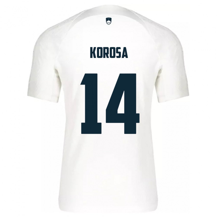 Heren Slovenië Anej Koroša #14 Wit Thuisshirt Thuistenue 24-26 T-Shirt België