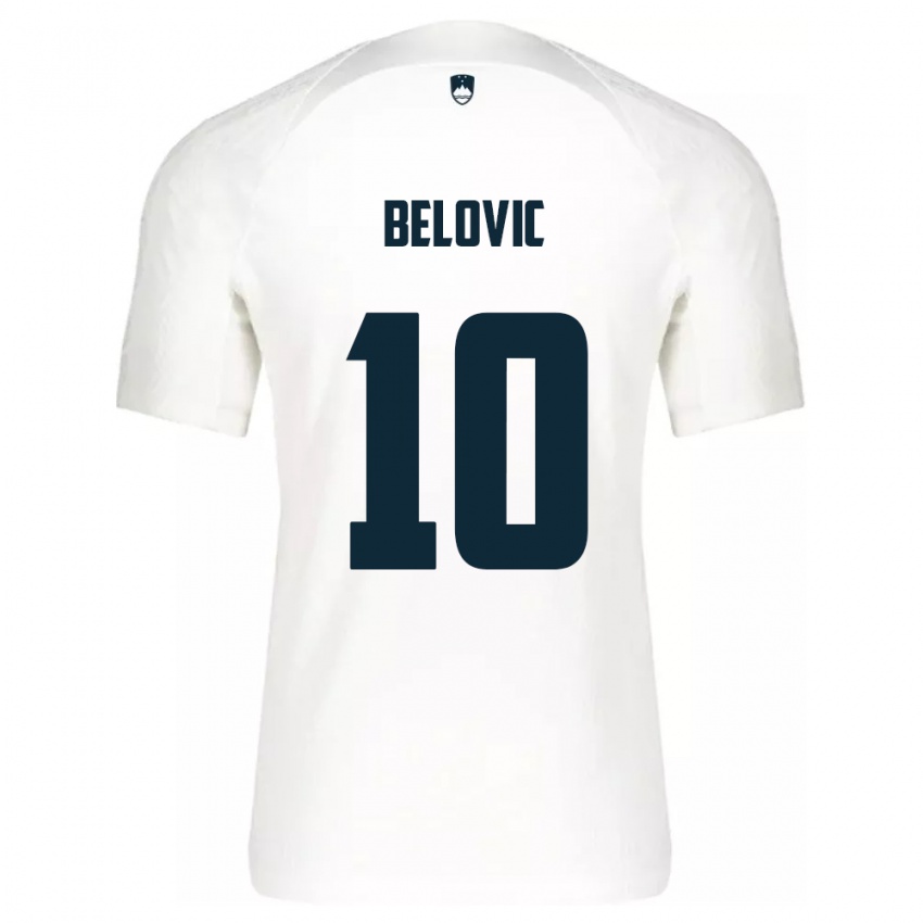 Heren Slovenië Nik Belovic #10 Wit Thuisshirt Thuistenue 24-26 T-Shirt België