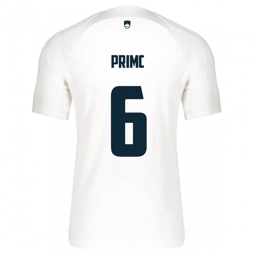 Homme Maillot Slovénie Tai Primc #6 Blanc Tenues Domicile 24-26 T-Shirt Belgique