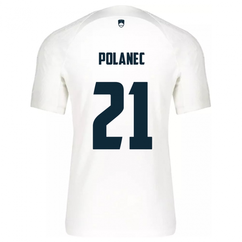 Homme Maillot Slovénie Gaj Polanec #21 Blanc Tenues Domicile 24-26 T-Shirt Belgique