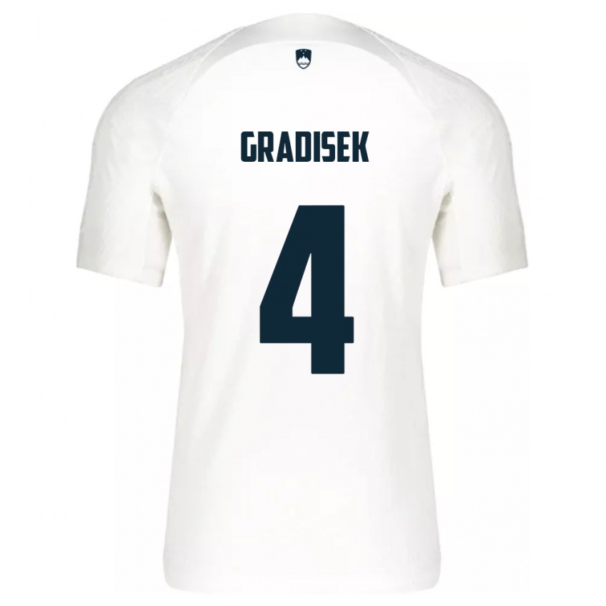 Heren Slovenië Sara Gradišek #4 Wit Thuisshirt Thuistenue 24-26 T-Shirt België