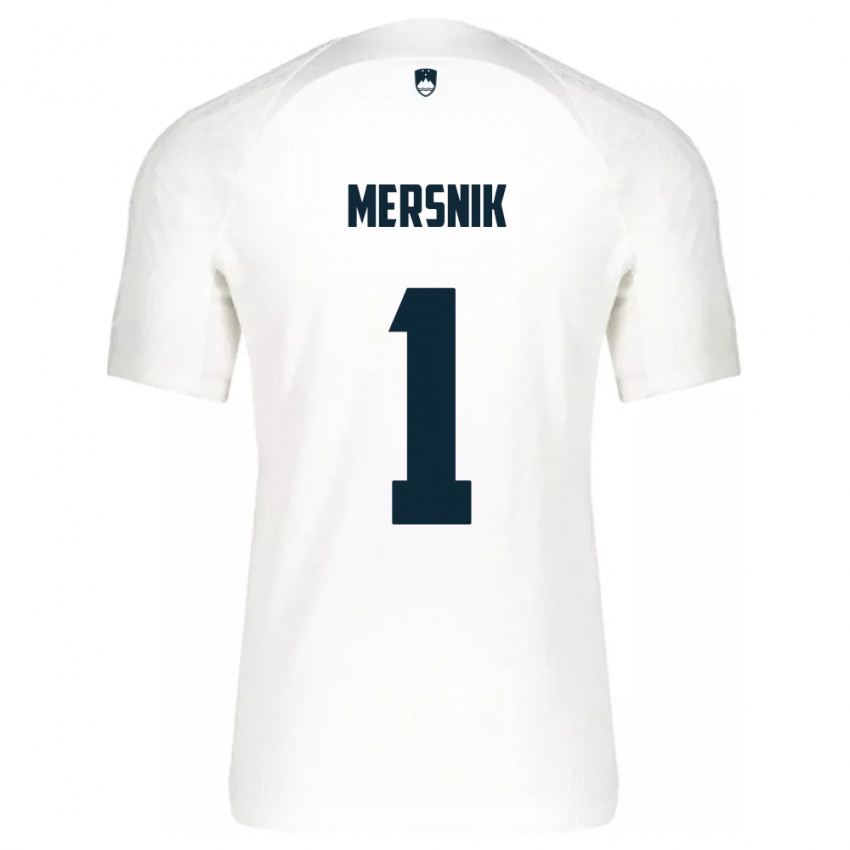 Homme Maillot Slovénie Zala Meršnik #1 Blanc Tenues Domicile 24-26 T-Shirt Belgique