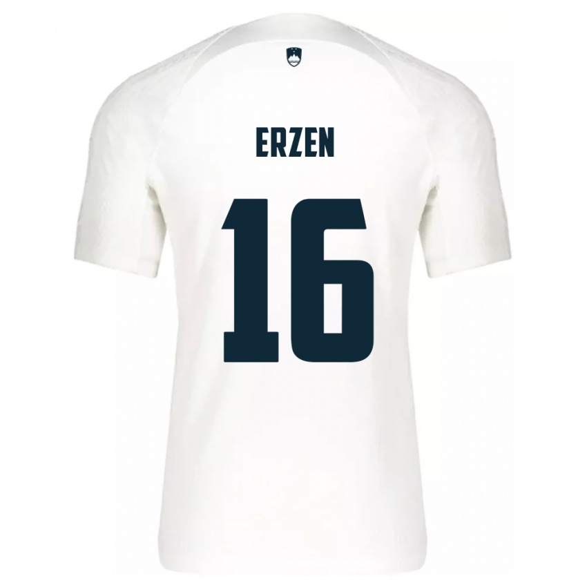 Herren Slowenien Kaja Eržen #16 Weiß Heimtrikot Trikot 24-26 T-Shirt Belgien