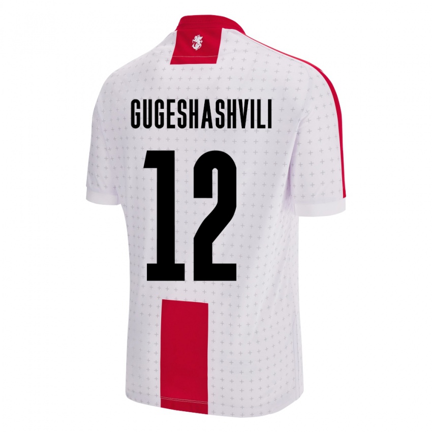 Homme Maillot Géorgie Luka Gugeshashvili #12 Blanc Tenues Domicile 24-26 T-Shirt Belgique