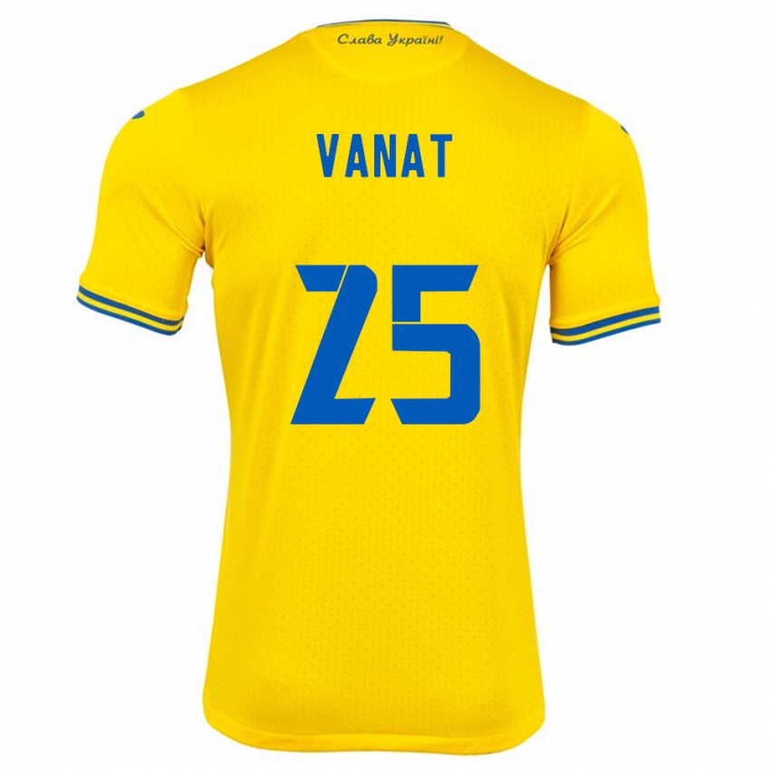 Herren Ukraine Vladyslav Vanat #25 Gelb Heimtrikot Trikot 24-26 T-Shirt Belgien