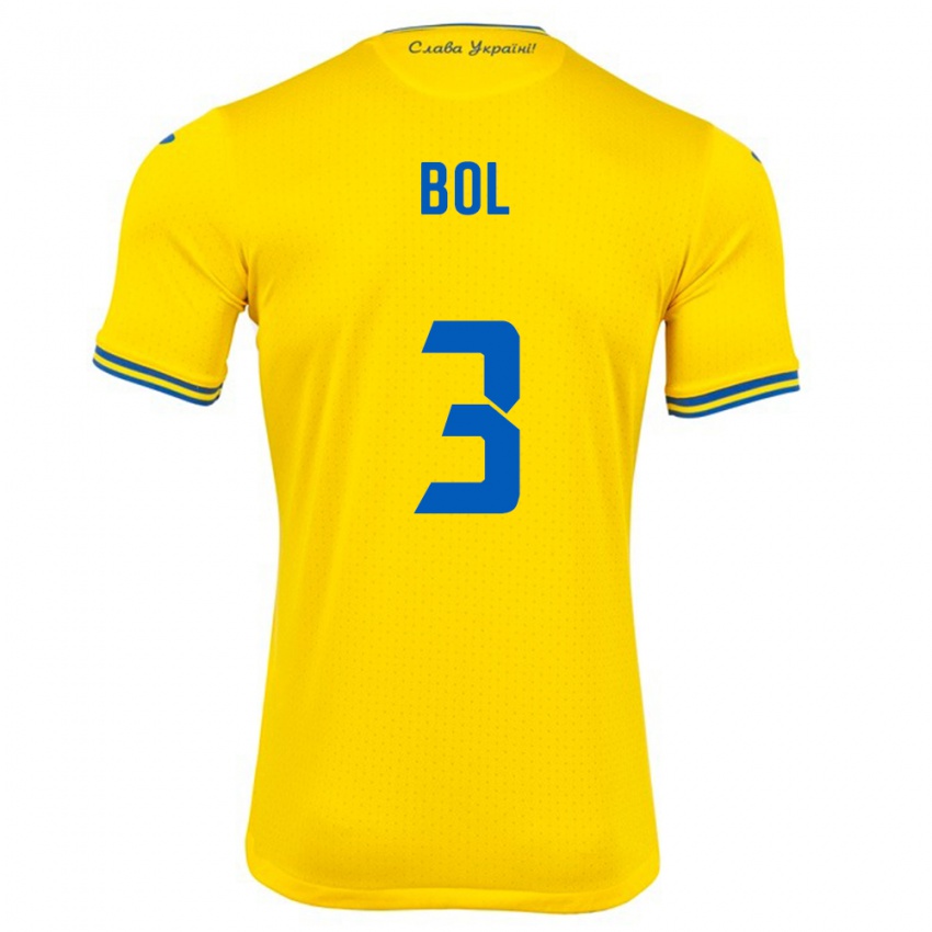 Herren Ukraine Anton Bol #3 Gelb Heimtrikot Trikot 24-26 T-Shirt Belgien