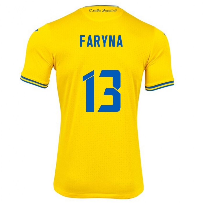 Heren Oekraïne Maryan Faryna #13 Geel Thuisshirt Thuistenue 24-26 T-Shirt België