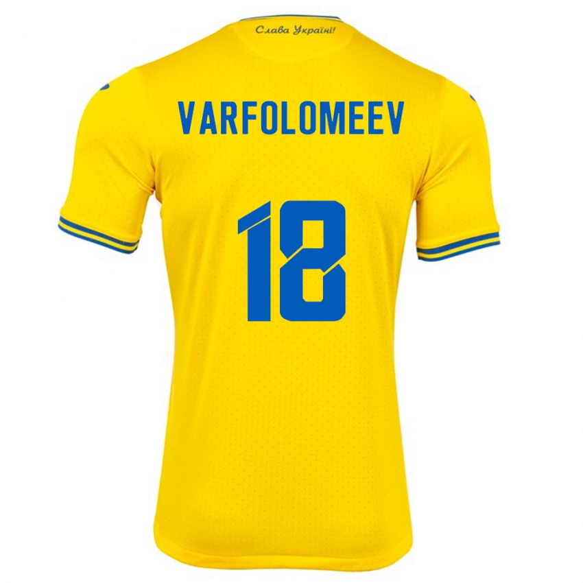 Herren Ukraine Ivan Varfolomeev #18 Gelb Heimtrikot Trikot 24-26 T-Shirt Belgien