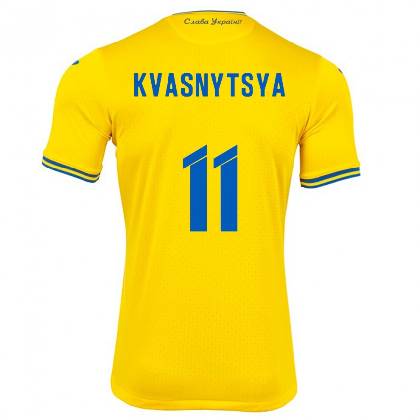 Herren Ukraine Ilya Kvasnytsya #11 Gelb Heimtrikot Trikot 24-26 T-Shirt Belgien