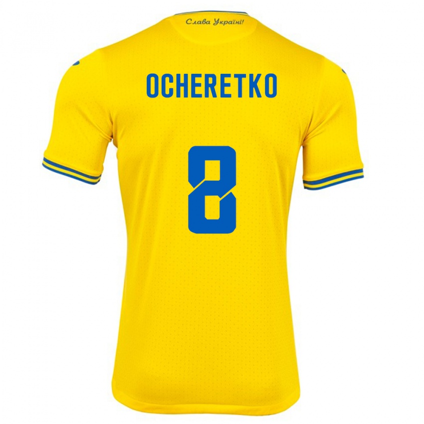 Heren Oekraïne Oleg Ocheretko #8 Geel Thuisshirt Thuistenue 24-26 T-Shirt België