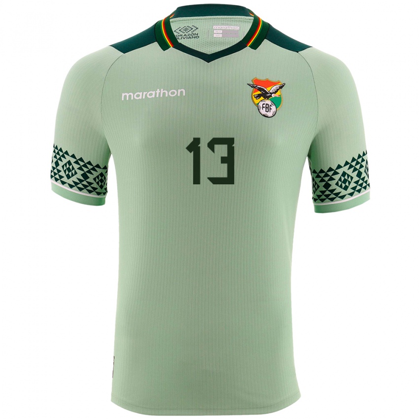 Homme Maillot Bolivie Sebastian Altamirano #13 Vert Clair Tenues Domicile 24-26 T-Shirt Belgique