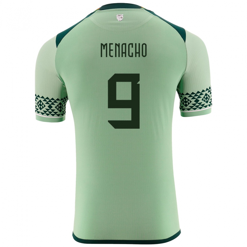 Homme Maillot Bolivie Cesar Menacho #9 Vert Clair Tenues Domicile 24-26 T-Shirt Belgique