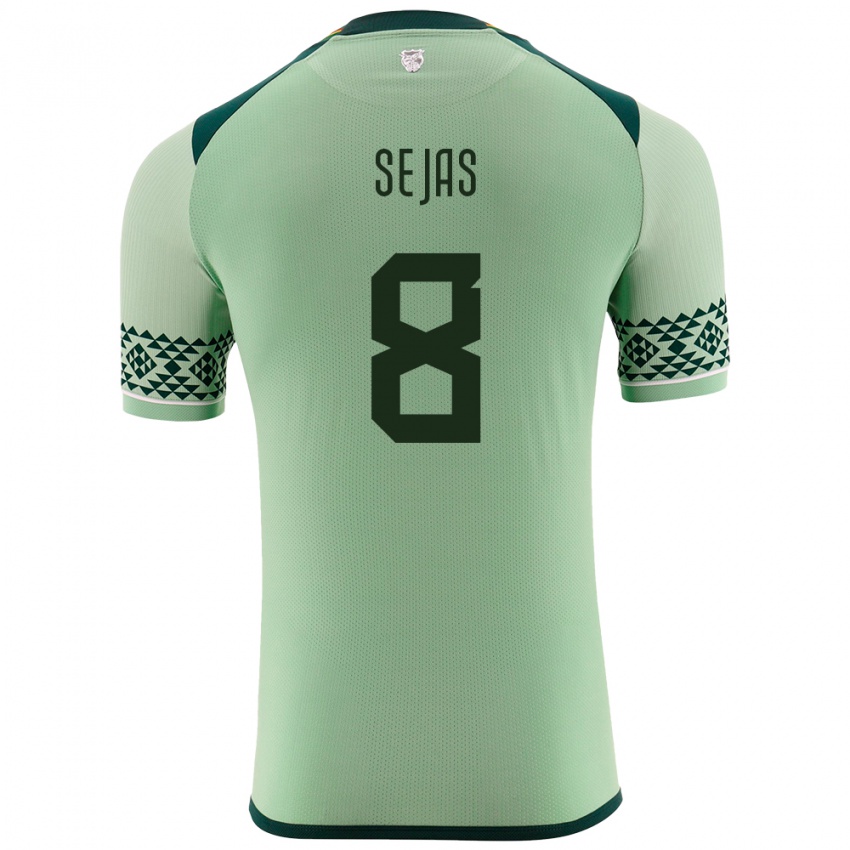 Homme Maillot Bolivie Carlos Sejas #8 Vert Clair Tenues Domicile 24-26 T-Shirt Belgique