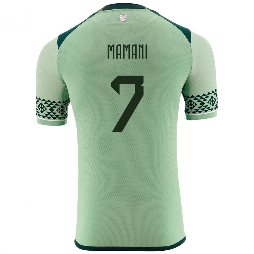 Homme Maillot Bolivie Braian Mamani #7 Vert Clair Tenues Domicile 24-26 T-Shirt Belgique