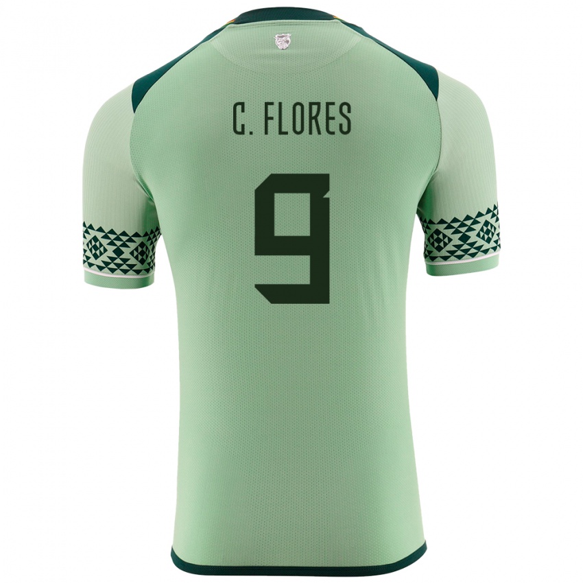 Herren Bolivien Cesar Flores #9 Hellgrün Heimtrikot Trikot 24-26 T-Shirt Belgien