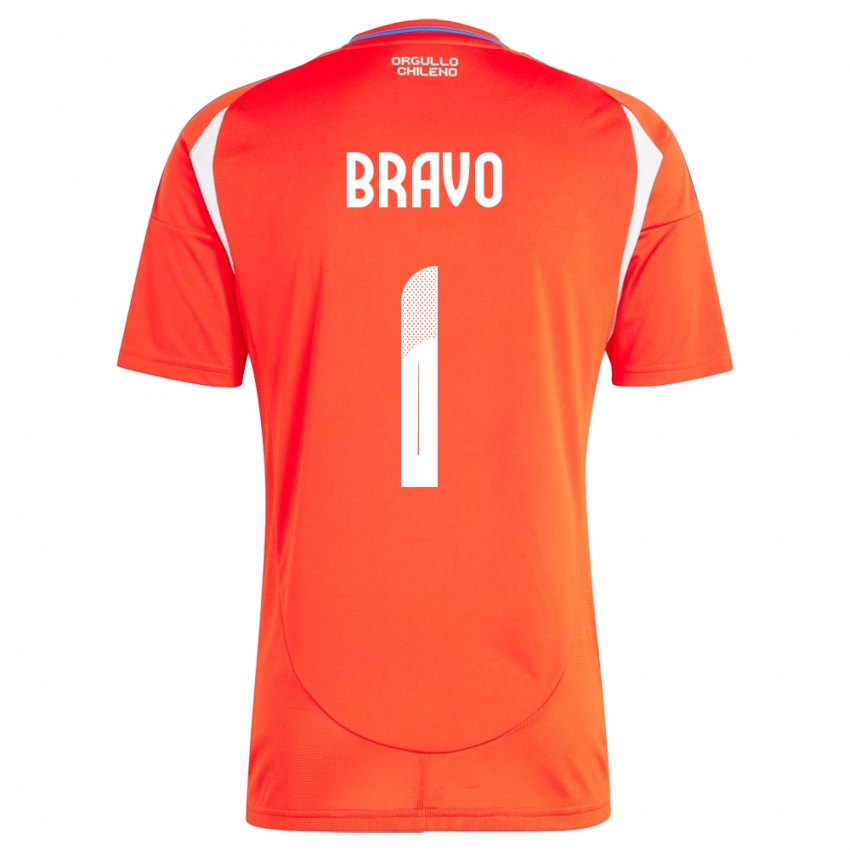 Herren Chile Claudio Bravo #1 Rot Heimtrikot Trikot 24-26 T-Shirt Belgien