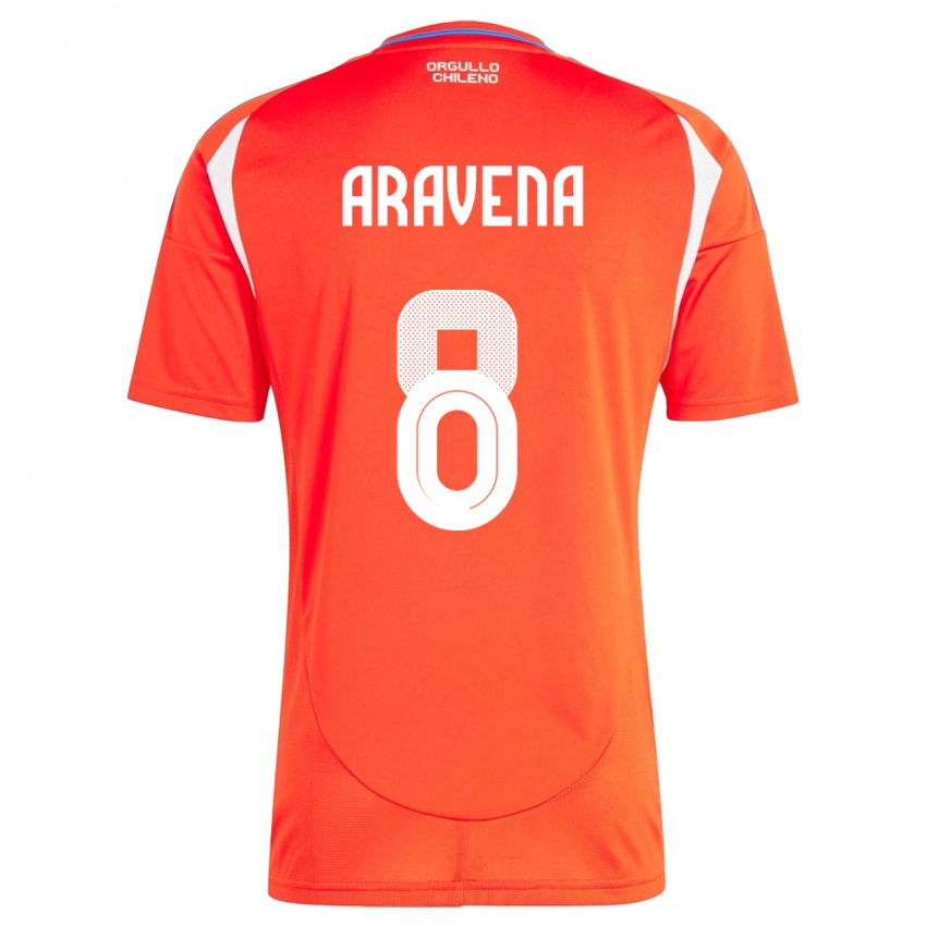 Herren Chile Alexander Aravena #8 Rot Heimtrikot Trikot 24-26 T-Shirt Belgien