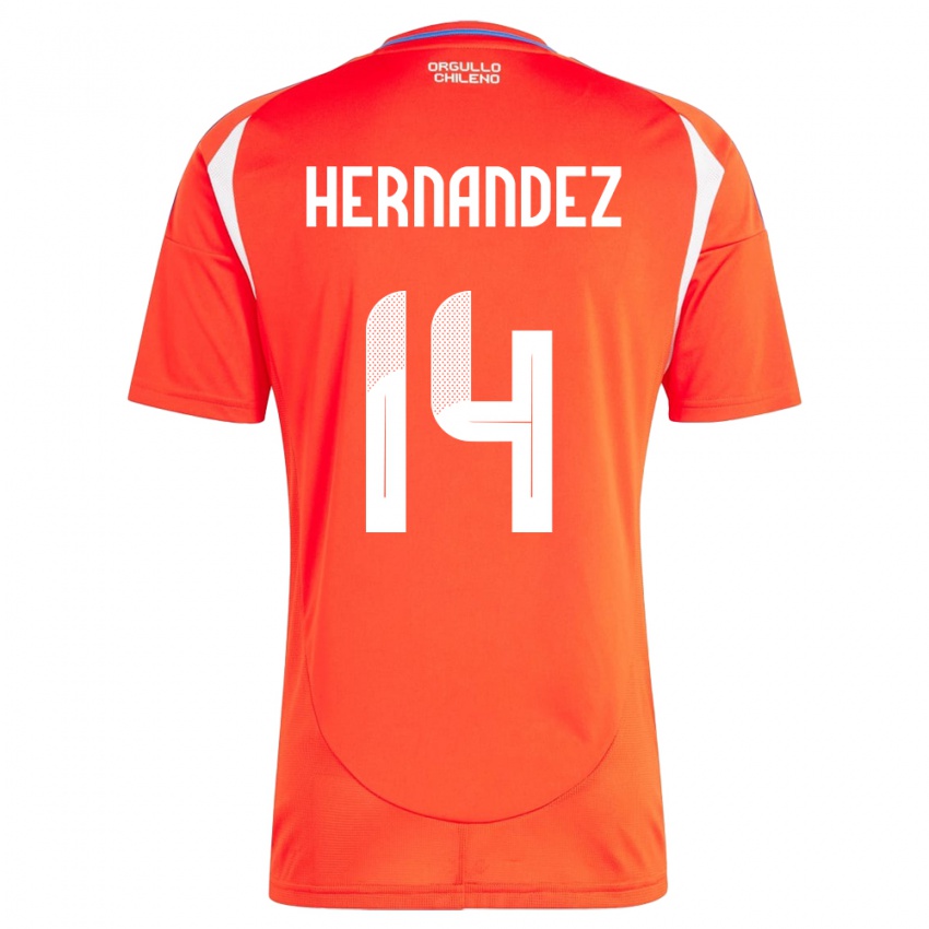 Heren Chili Leandro Hernández #14 Rood Thuisshirt Thuistenue 24-26 T-Shirt België