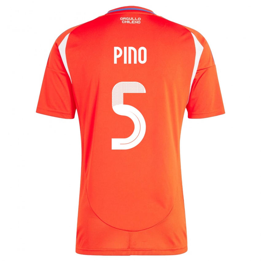 Heren Chili Sebastián Pino #5 Rood Thuisshirt Thuistenue 24-26 T-Shirt België