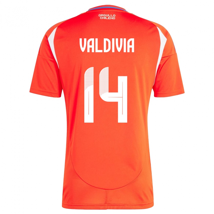 Heren Chili Felipe Valdivia #14 Rood Thuisshirt Thuistenue 24-26 T-Shirt België