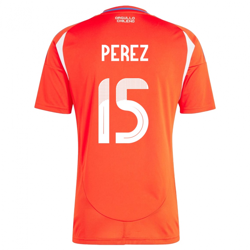 Herren Chile Ignacio Pérez #15 Rot Heimtrikot Trikot 24-26 T-Shirt Belgien