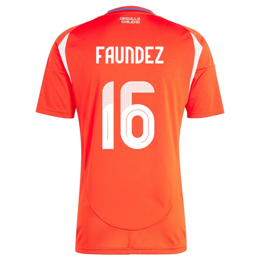 Herren Chile Felipe Faúndez #16 Rot Heimtrikot Trikot 24-26 T-Shirt Belgien