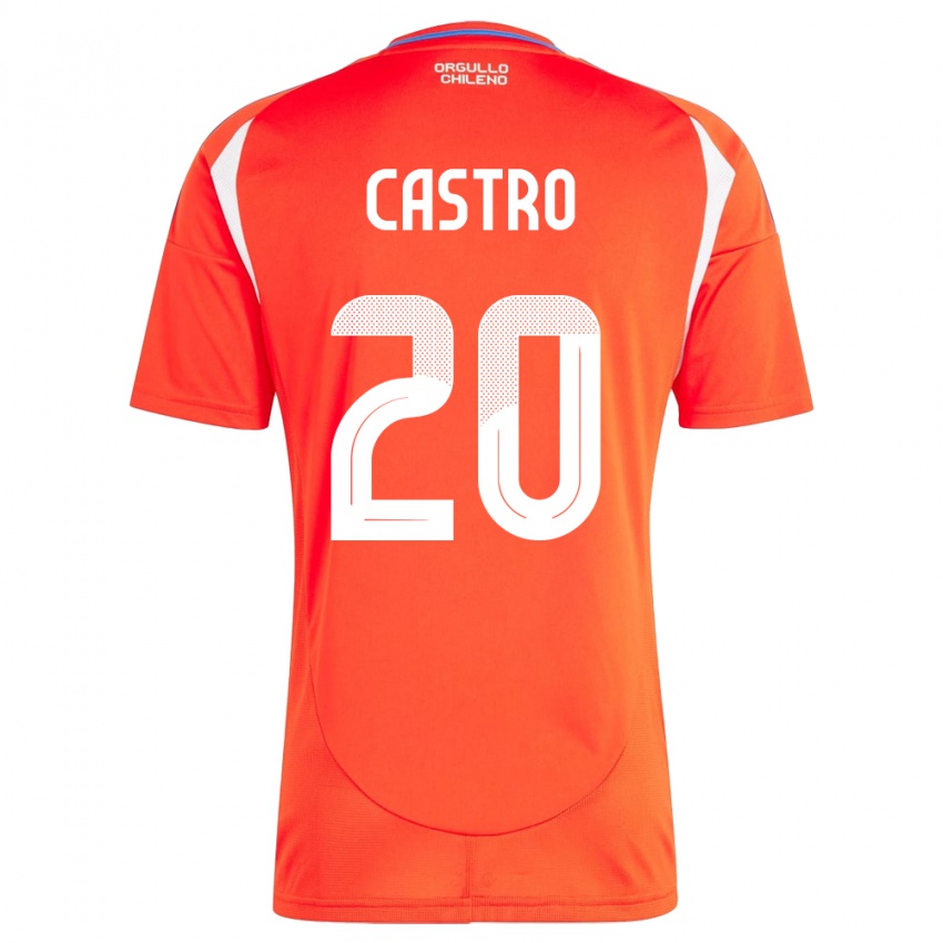 Herren Chile Benjamín Castro #20 Rot Heimtrikot Trikot 24-26 T-Shirt Belgien