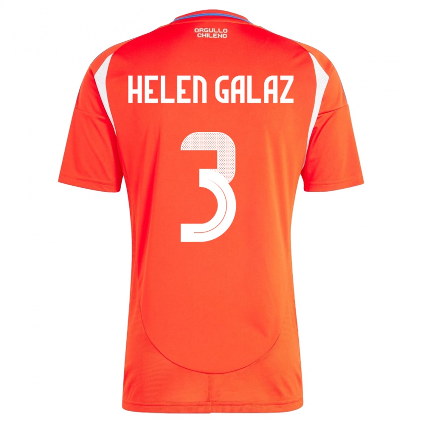 Herren Chile Su Helen Galaz #3 Rot Heimtrikot Trikot 24-26 T-Shirt Belgien