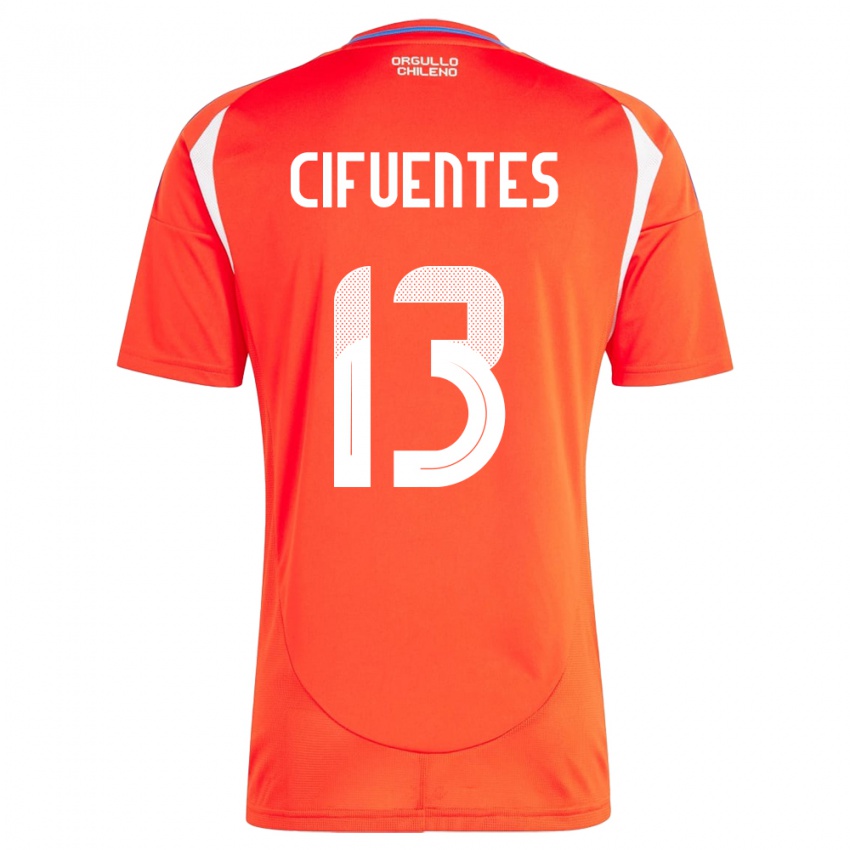 Herren Chile Anaís Cifuentes #13 Rot Heimtrikot Trikot 24-26 T-Shirt Belgien