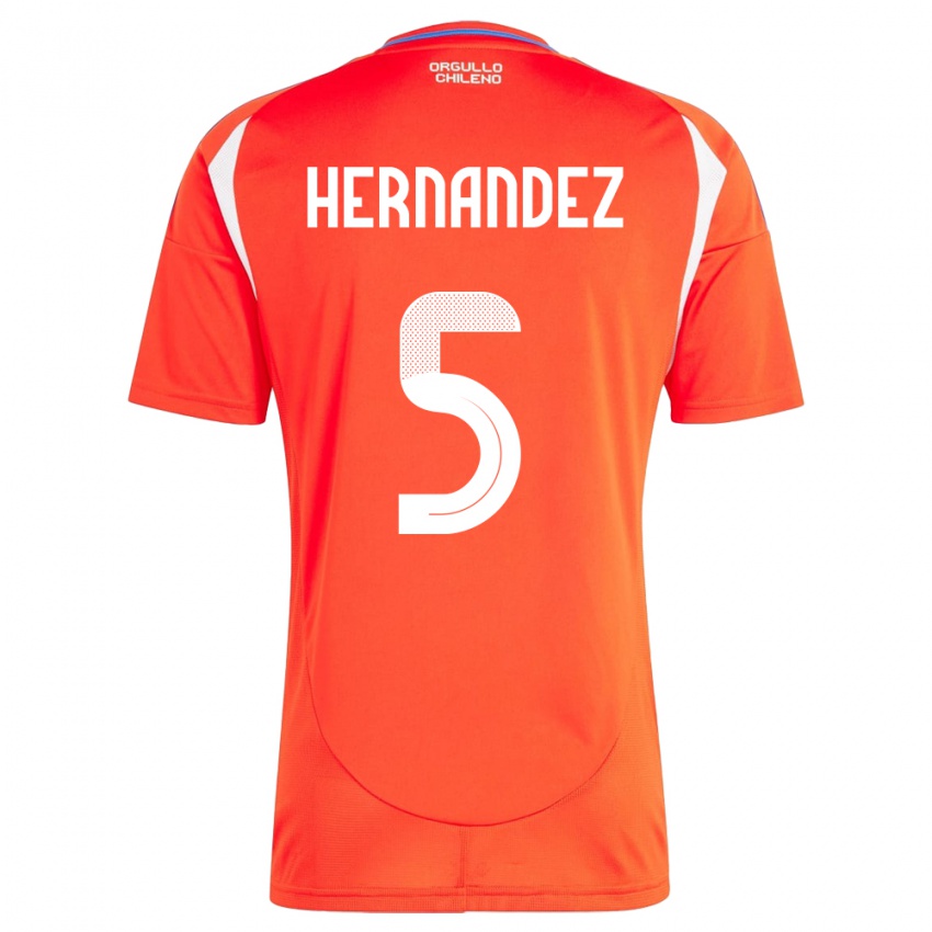 Heren Chili Monserrat Hernández #5 Rood Thuisshirt Thuistenue 24-26 T-Shirt België
