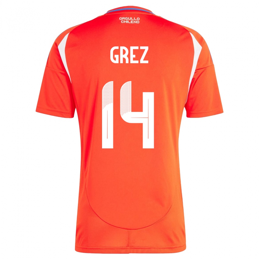 Herren Chile Javiera Grez #14 Rot Heimtrikot Trikot 24-26 T-Shirt Belgien