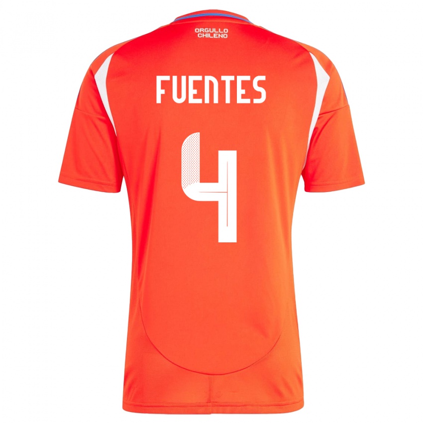 Herren Chile Karen Fuentes #4 Rot Heimtrikot Trikot 24-26 T-Shirt Belgien