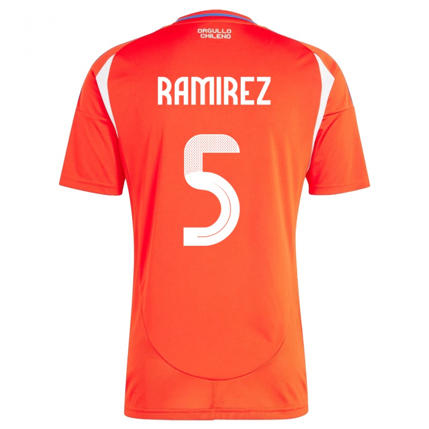 Herren Chile Fernanda Ramírez #5 Rot Heimtrikot Trikot 24-26 T-Shirt Belgien