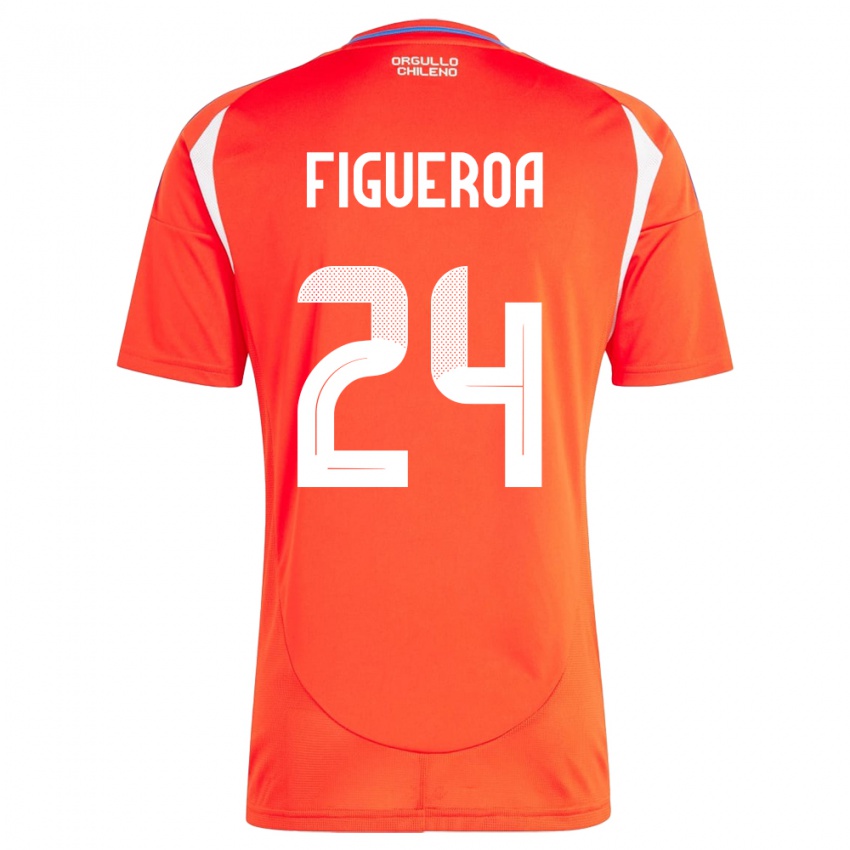 Herren Chile Ámbar Figueroa #24 Rot Heimtrikot Trikot 24-26 T-Shirt Belgien