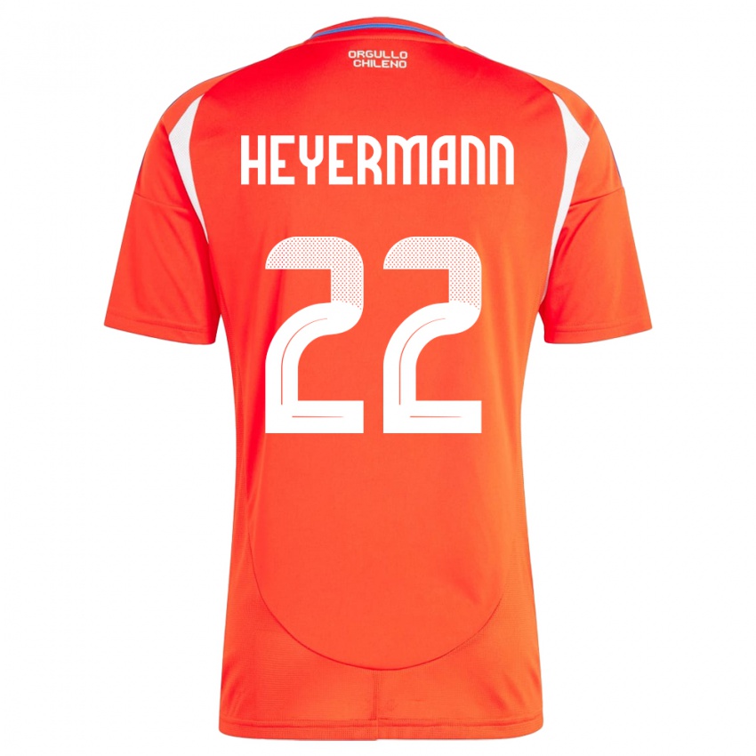 Herren Chile Agustina Heyermann #22 Rot Heimtrikot Trikot 24-26 T-Shirt Belgien