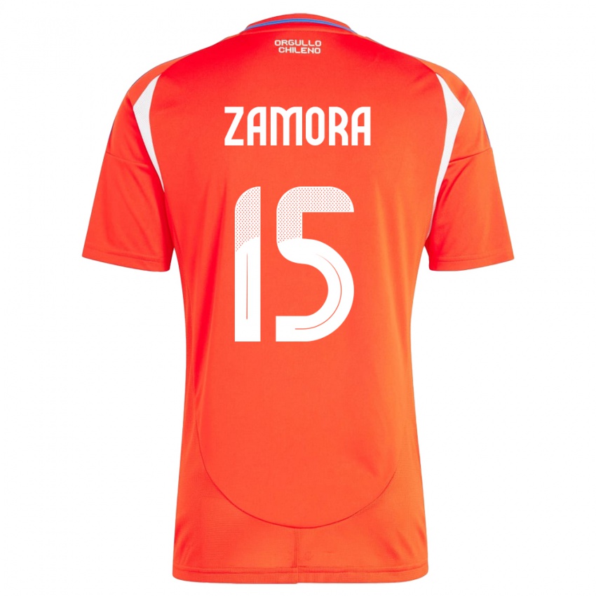 Herren Chile Daniela Zamora #15 Rot Heimtrikot Trikot 24-26 T-Shirt Belgien