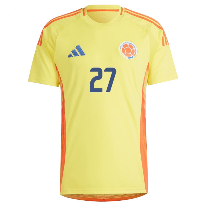 Heren Colombia Natalia Gaitán #27 Geel Thuisshirt Thuistenue 24-26 T-Shirt België