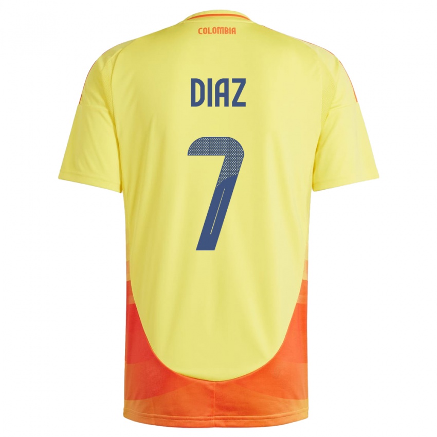 Heren Colombia Luis Díaz #7 Geel Thuisshirt Thuistenue 24-26 T-Shirt België
