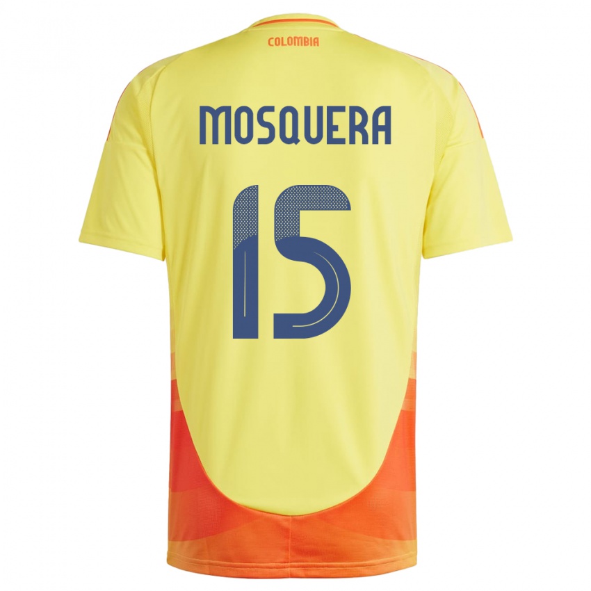 Heren Colombia Yerson Mosquera #15 Geel Thuisshirt Thuistenue 24-26 T-Shirt België